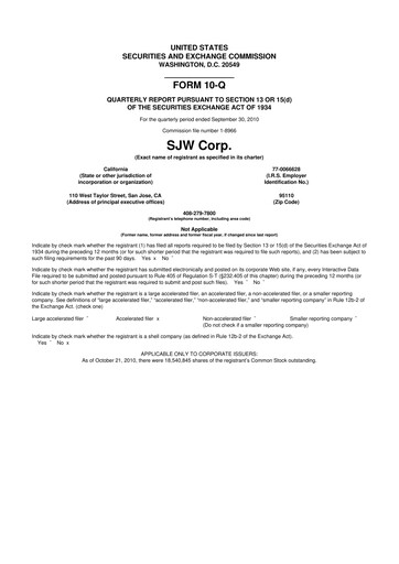 Thumbnail SJW Group
 10-Q Quarterly Report FY 