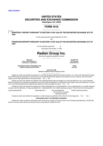Thumbnail Radian Group
 10-Q Quarterly Report FY 