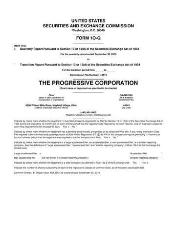 Thumbnail Progressive 10-Q Quarterly Report FY2010 