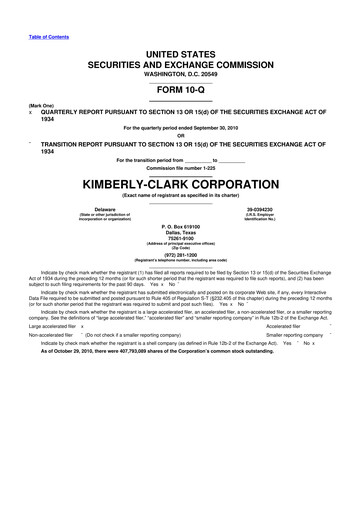Thumbnail Kimberly-Clark 10-Q Quarterly Report FY 