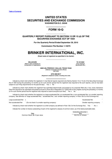 Thumbnail Brinker International
 10-Q Quarterly Report FY2011 