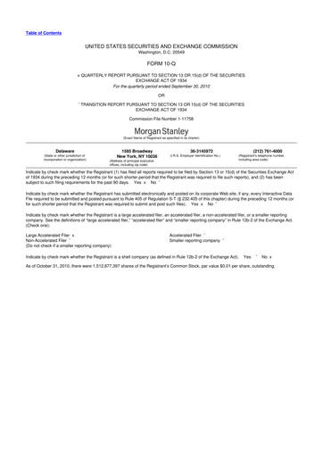 Thumbnail Morgan Stanley 10-Q Quarterly Report FY2010 