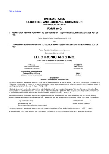 Thumbnail Electronic Arts 10-Q Quarterly Report FY2011 