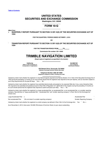 Vorschaubild Trimble 10-Q Quartalsbericht 2010 