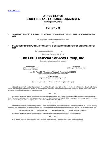 Thumbnail PNC Financial Services 10-Q Quarterly Report FY2010 