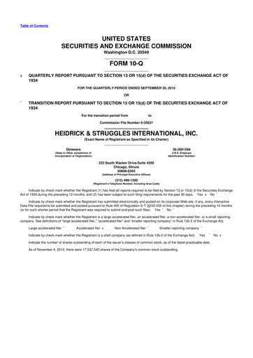 Miniature Heidrick & Struggles

 10-Q Rapport trimestriel  