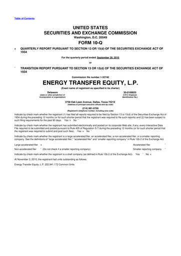 Thumbnail Energy Transfer LP
 10-Q Quarterly Report FY2010 