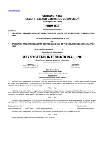 Thumbnail CSG International
 10-Q Quarterly Report FY 