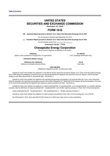 Miniature Expand Energy 10-Q Rapport trimestriel 2010 