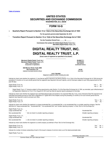 Vorschaubild Digital Realty 10-Q Quartalsbericht  