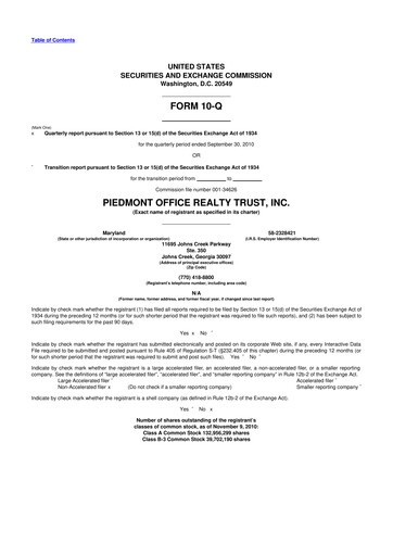 Thumbnail Piedmont Realty Trust 10-Q Quarterly Report FY 