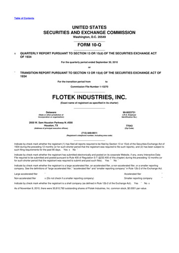 Thumbnail Flotek Industries 10-Q Quarterly Report FY 