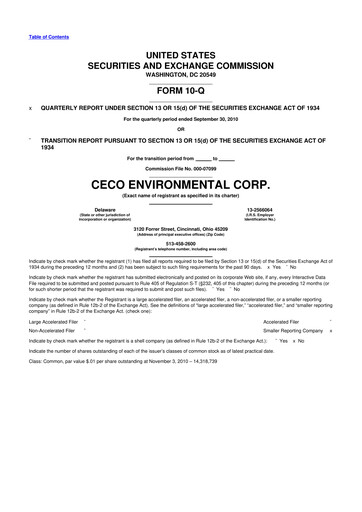 Thumbnail CECO Environmental
 10-Q Quarterly Report FY 