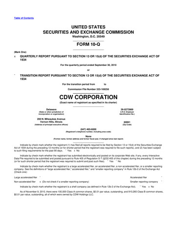 Vorschaubild CDW Corporation 10-Q Quartalsbericht  