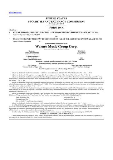 Thumbnail Warner Music Group
 10-K Annual Report 