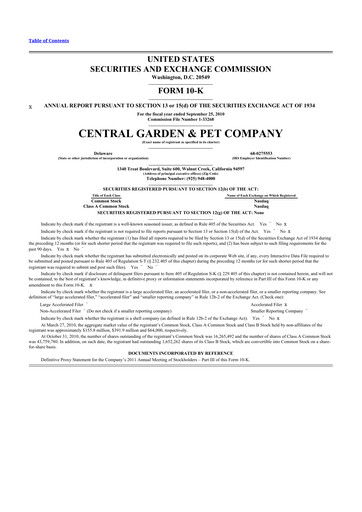 Miniature Central Garden & Pet 10-K Rapport annuel 