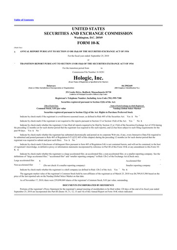 Thumbnail Hologic 10-K Annual Report 2010