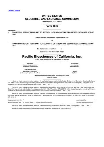 Thumbnail Pacific Biosciences
 10-Q Quarterly Report FY 