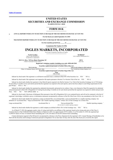 Thumbnail Ingles Markets 10-K Annual Report 