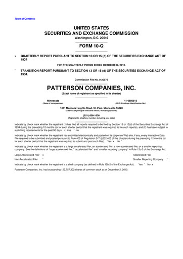 Thumbnail Patterson Companies
 10-Q Quarterly Report FY2011 
