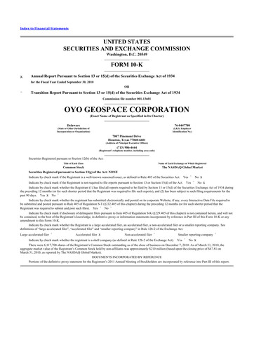 Thumbnail Geospace Technologies
 10-K Annual Report 