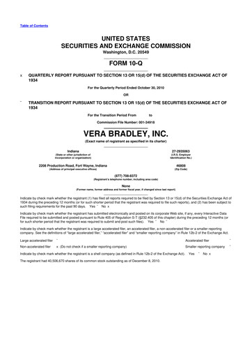 Thumbnail Vera Bradley
 10-Q Quarterly Report FY 