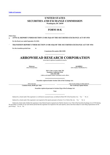 Thumbnail Arrowhead Pharmaceuticals
 10-K Annual Report 