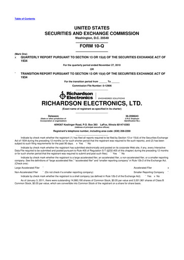 Miniature Richardson Electronics 10-Q Rapport trimestriel  
