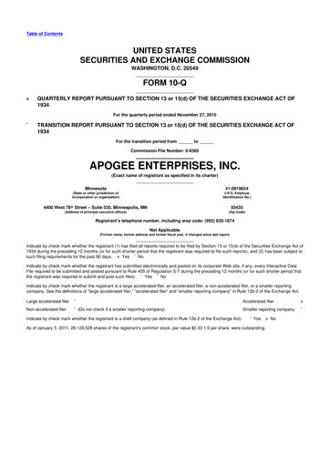 Thumbnail Apogee Enterprises 10-Q Quarterly Report FY 
