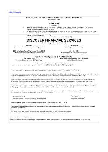 Thumbnail Discover Financial Services 10-K Annual Report 2010