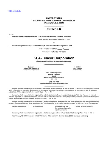 Thumbnail KLA 10-Q Quarterly Report FY2011 