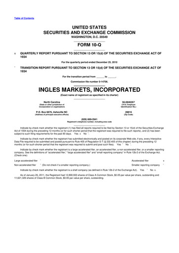 Thumbnail Ingles Markets 10-Q Quarterly Report FY 