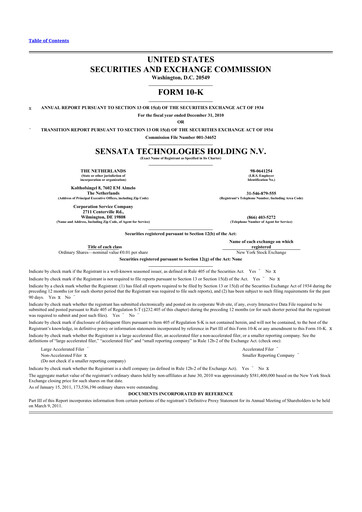 Thumbnail Sensata Technologies
 10-K Annual Report 