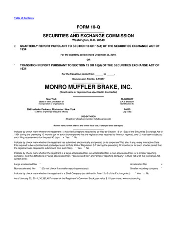 Thumbnail Monro 10-Q Quarterly Report FY 