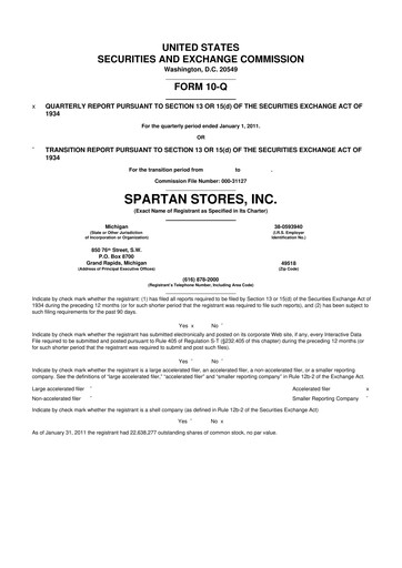 Thumbnail SpartanNash
 10-Q Quarterly Report FY 