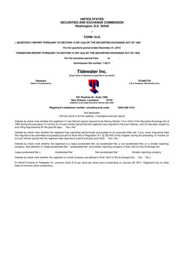 Thumbnail Tidewater 10-Q Quarterly Report FY2011 