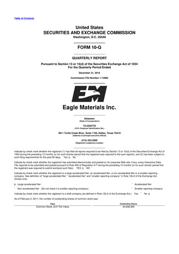 Thumbnail Eagle Materials
 10-Q Quarterly Report FY2011 