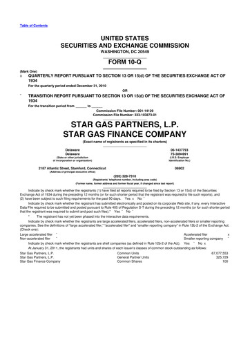 Thumbnail Star Group 10-Q Quarterly Report FY 