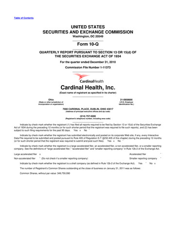 Thumbnail Cardinal Health 10-Q Quarterly Report FY2011 
