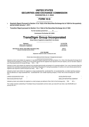 Thumbnail TransDigm Group 10-Q Quarterly Report FY2011 