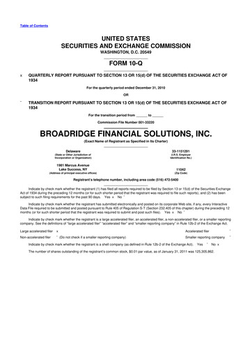 Thumbnail Broadridge Financial Solutions
 10-Q Quarterly Report FY2011 
