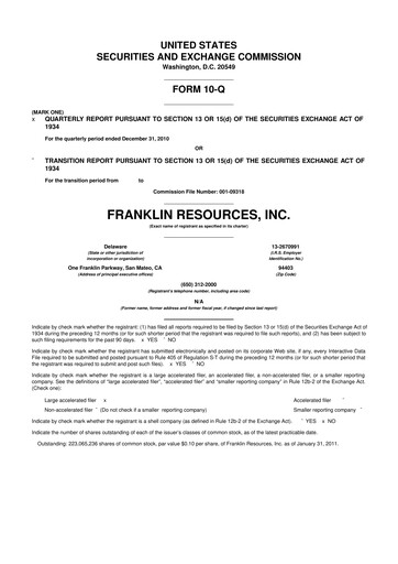 Miniature Franklin Resources 10-Q Rapport trimestriel 2011 