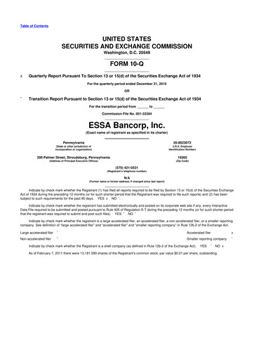 Thumbnail ESSA Bancorp 10-Q Quarterly Report FY 