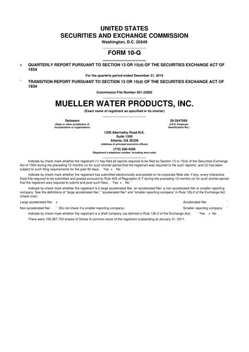 Thumbnail Mueller Water Products
 10-Q Quarterly Report FY2011 