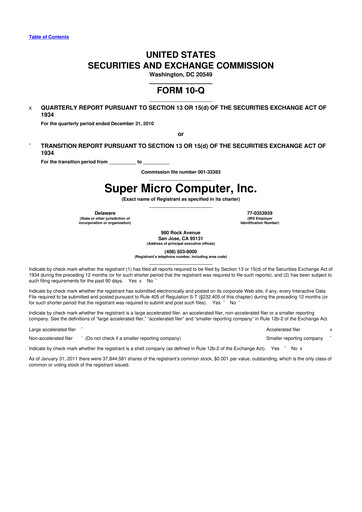 Thumbnail Supermicro 10-Q Quarterly Report FY 