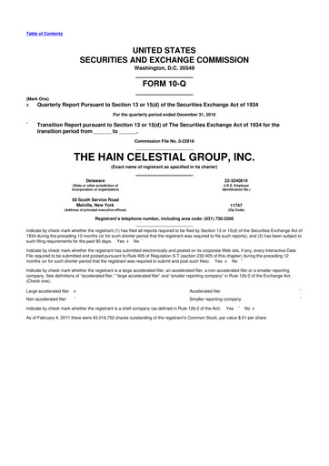 Thumbnail Hain Celestial 10-Q Quarterly Report FY2011 