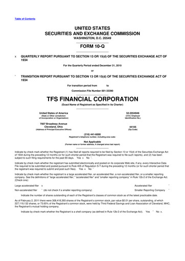 Thumbnail TFS Financial 10-Q Quarterly Report FY2011 