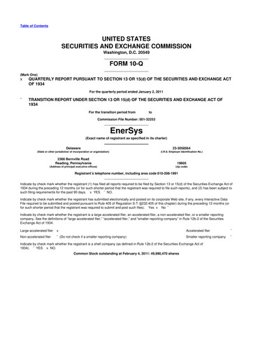 Thumbnail EnerSys 10-Q Quarterly Report FY2010 