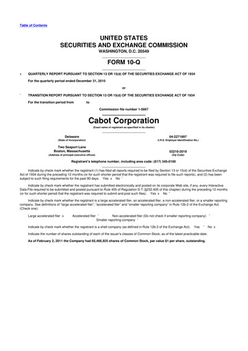 Thumbnail Cabot Corporation
 10-Q Quarterly Report FY2011 