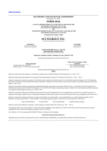 Thumbnail PulteGroup 10-K Annual Report 2010